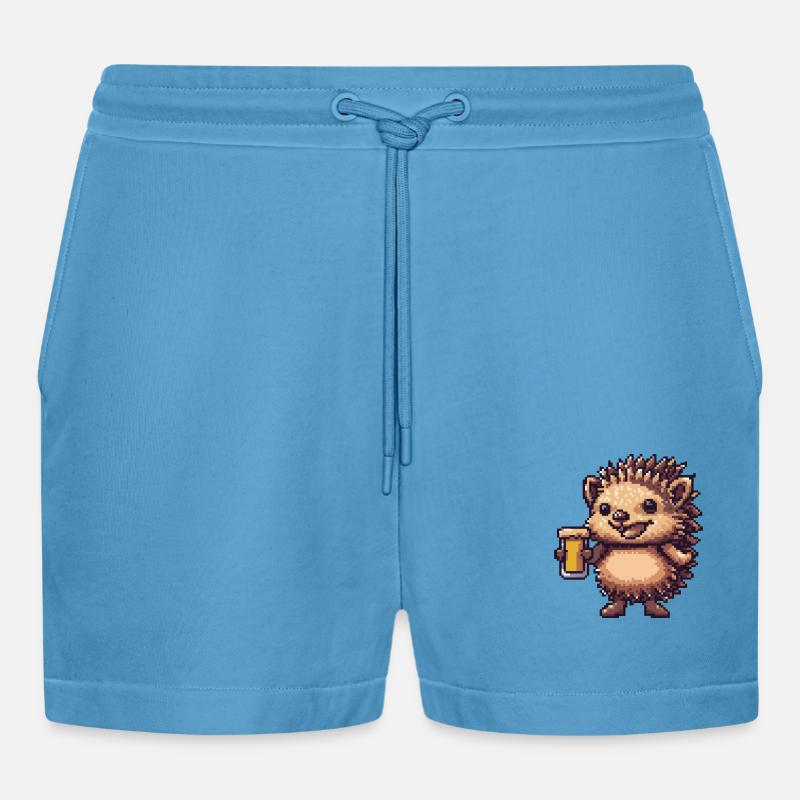 Igel Bier Pixel - Organic Relaxed Cropped Shorts Made in EU -  Sol Blue