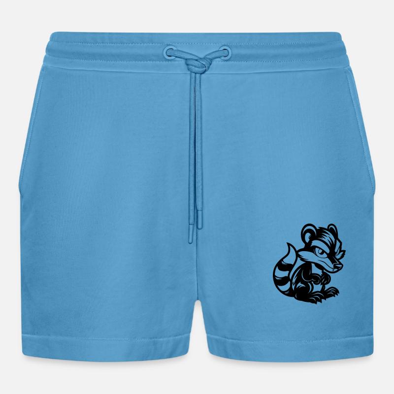 stinktier comic - Organic Relaxed Cropped Shorts Made in EU -  Sol Blue
