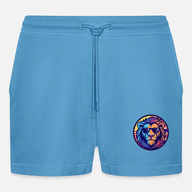 Löwe Comic Cool Sommer - Organic Relaxed Cropped Shorts Made in EU -  Sol Blue
