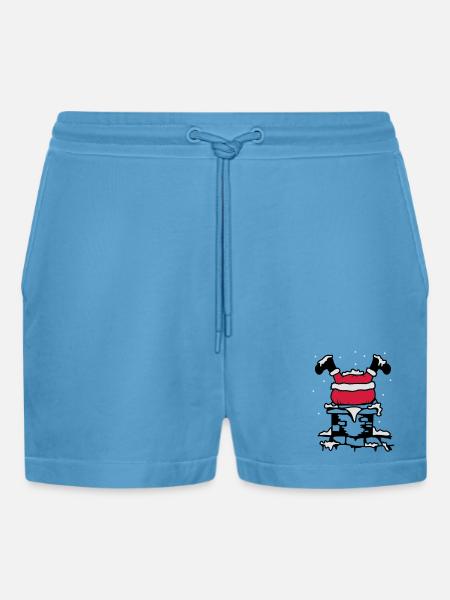 Julemanden er kørt fast i skorsten - Organic relaxed cropped shorts made in EU -  Sol Blue