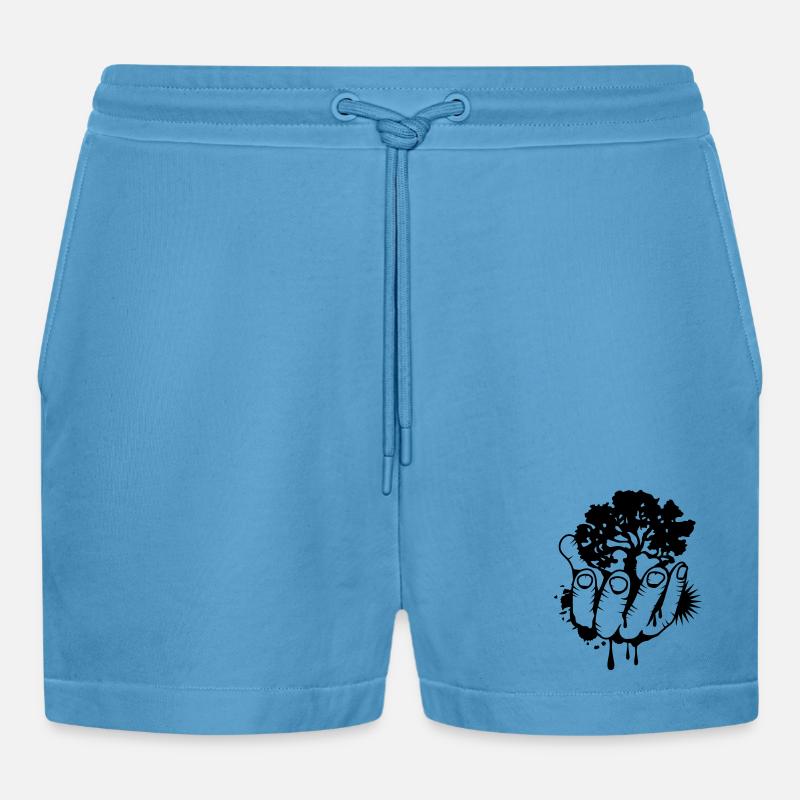Ein Baum in einer Hand - Organic Relaxed Cropped Shorts Made in EU -  Sol Blue