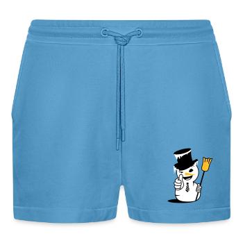 Un bonhomme de neige cool avec le pouce vers le haut - Short bio décontracté court fabriqué en UE -  Sol Blue - Devant