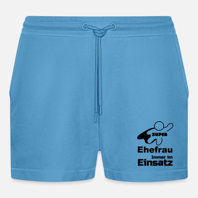 Super Ehefrau Geschenk - Organic Relaxed Cropped Shorts Made in EU -  Sol Blue