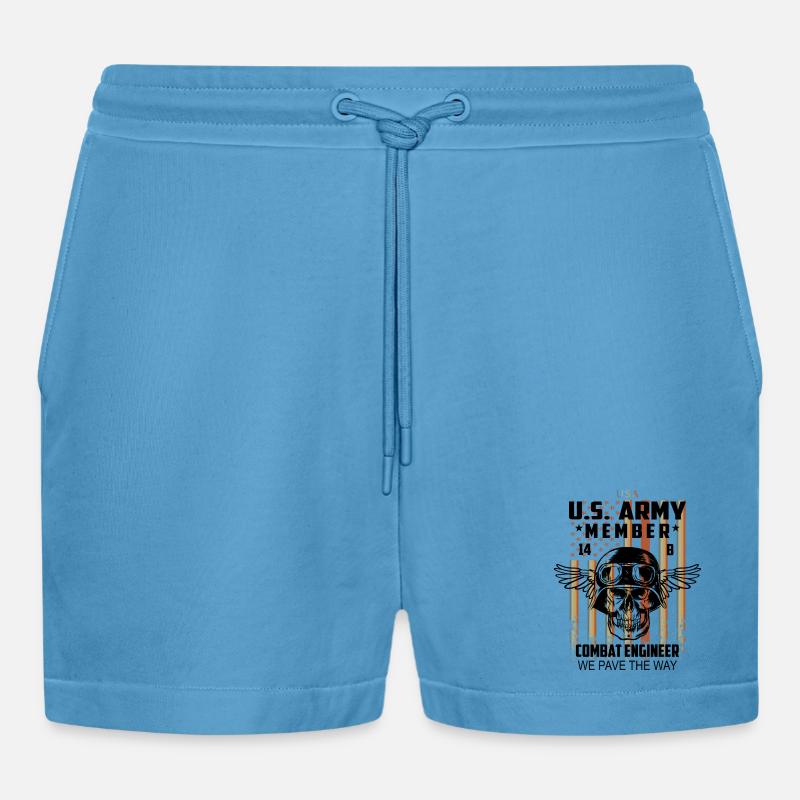 US Army Kampf Techniker - Organic Relaxed Cropped Shorts Made in EU -  Sol Blue