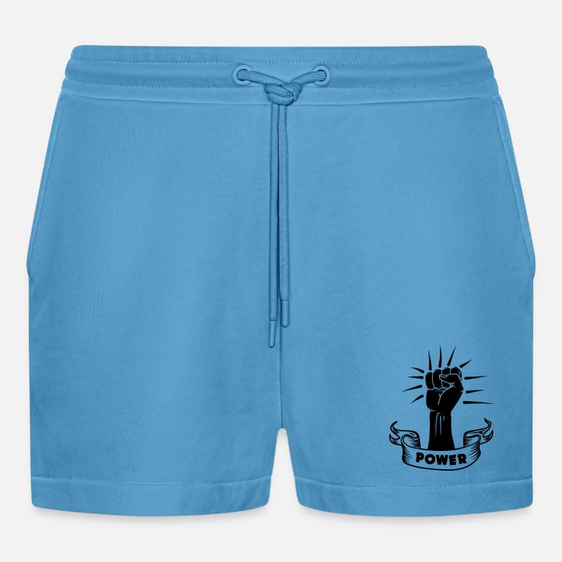 Power schwarze Faust - Organic Relaxed Cropped Shorts Made in EU - Sol Blue