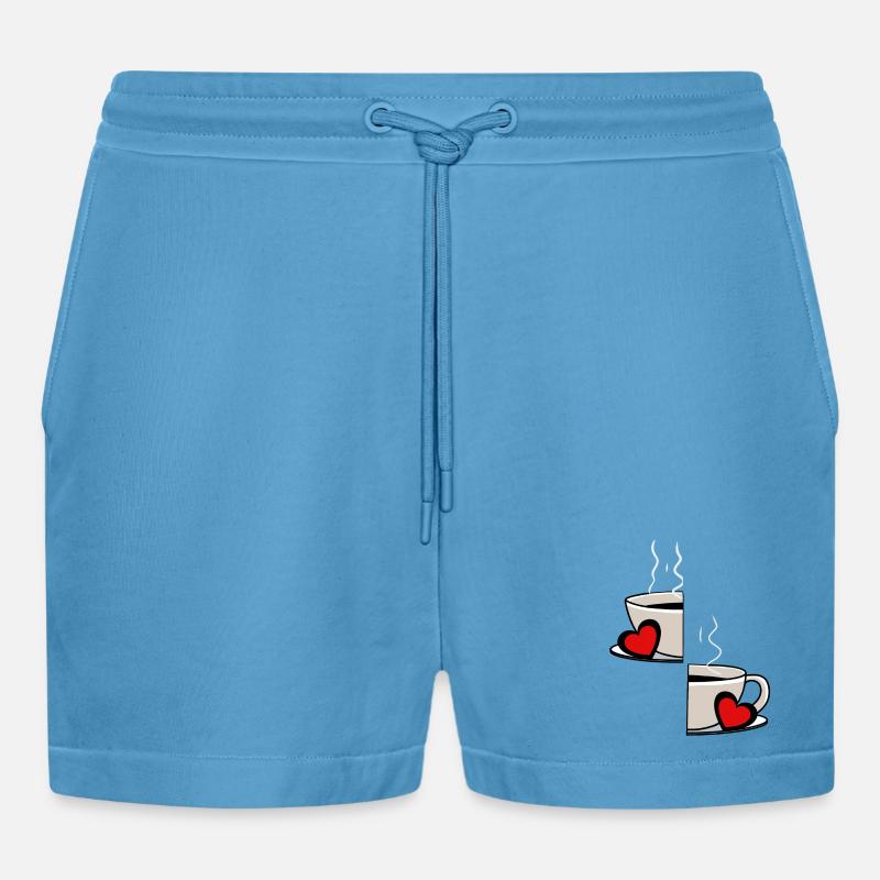 Valentin Coffee Partnership Coffee Cup Partner - Organic Relaxed Cropped Shorts Made in EU - Sol Blue