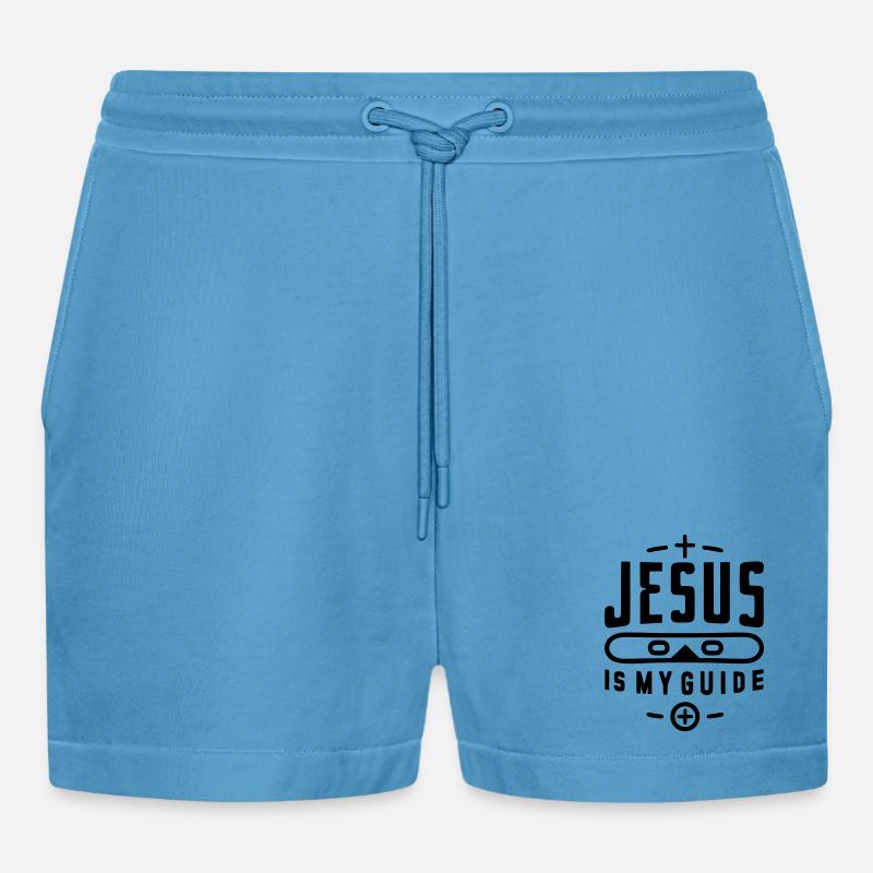 Jesus is my guide - Organic Relaxed Cropped Shorts Made in EU -  Sol Blue