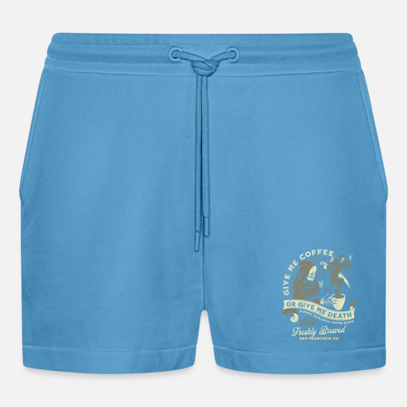 Kaffee oder Tod: Frisch Gebrüht - Organic Relaxed Cropped Shorts Made in EU -  Sol Blue