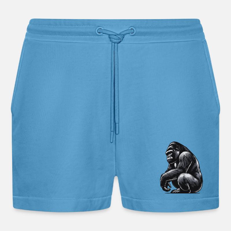 Gorilla - Organic Relaxed Cropped Shorts Made in EU -  Sol Blue