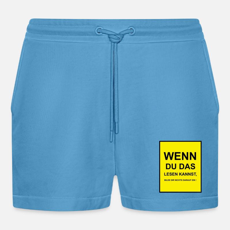 Wenn du das lesen kannst - Organic Relaxed Cropped Shorts Made in EU - Sol Blue