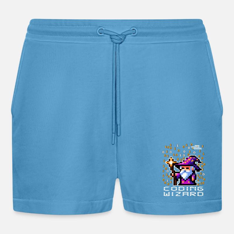 Wizard Pixel Code - Organic Relaxed Cropped Shorts Made in EU -  Sol Blue