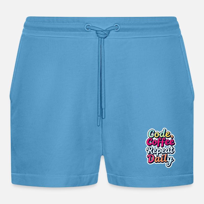 Code Sleep Debug Repeat Programmer Shirt - Short bio décontracté court fabriqué en UE - Sol Blue