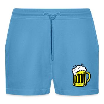 Beer Beer Mug Icon - Organic Relaxed Cropped Shorts Made in EU -  Sol Blue - Front