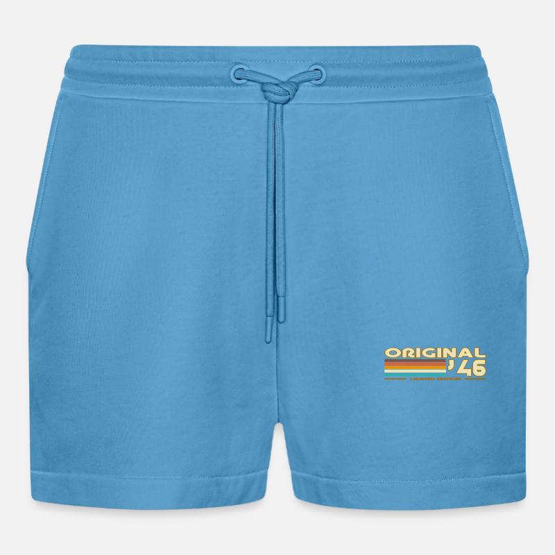 Originale 46 Pastellstreifen - Organic Relaxed Cropped Shorts Made in EU - Sol Blue