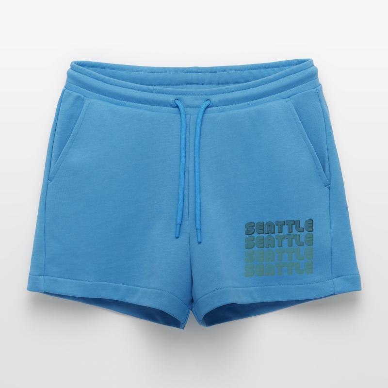 Seattle Blockgrid Pattern Organic Relaxed Cropped Shorts Made in EU