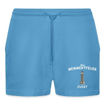Juist Lighthouse, Memmert Fire, North Sea - Organic Relaxed Cropped Shorts Made in EU -  Sol Blue - Front