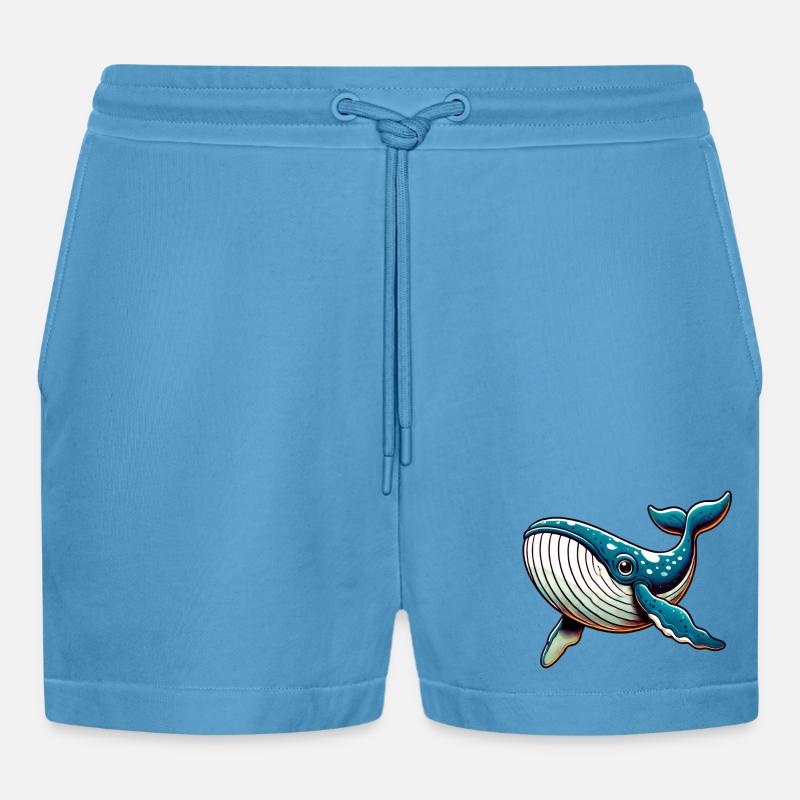 Whale - Organic Relaxed Cropped Shorts Made in EU -  Sol Blue