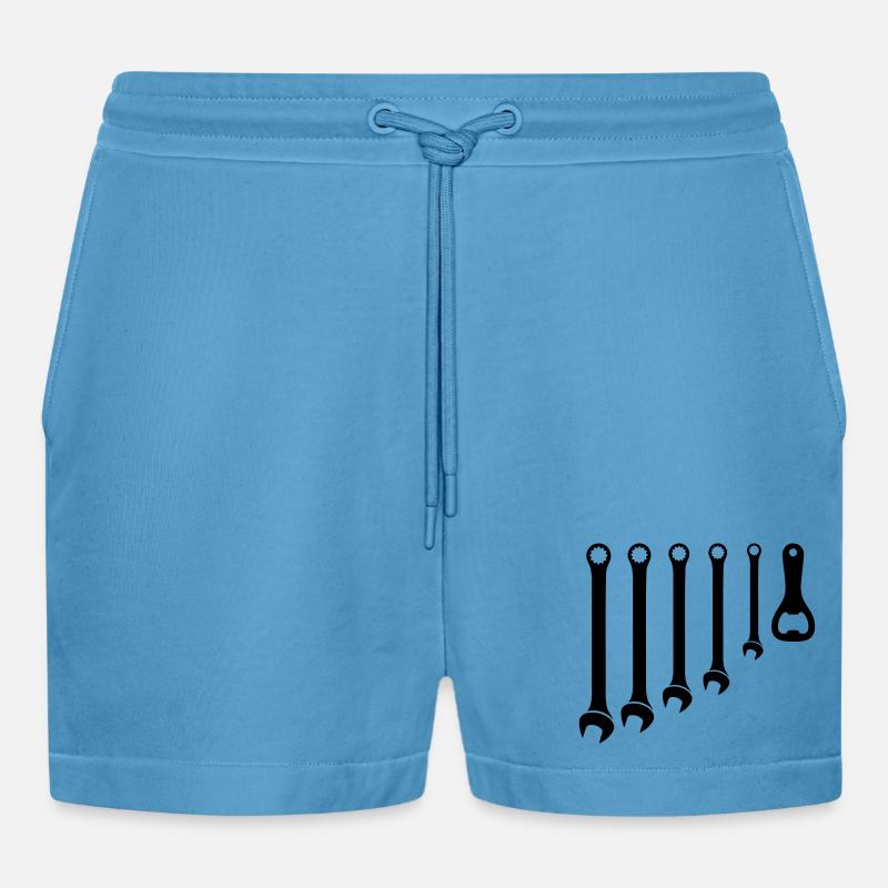 Werkzeug Set & Flaschenöffner Handwerker - Organic Relaxed Cropped Shorts Made in EU -  Sol Blue