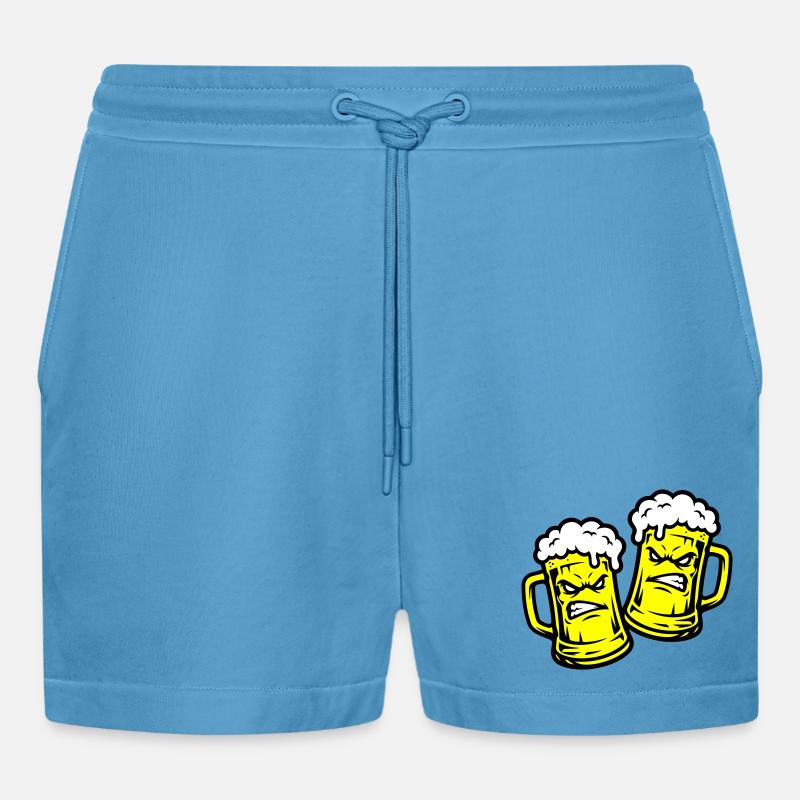Bier Comic Bierglas - Organic Relaxed Cropped Shorts Made in EU -  Sol Blue
