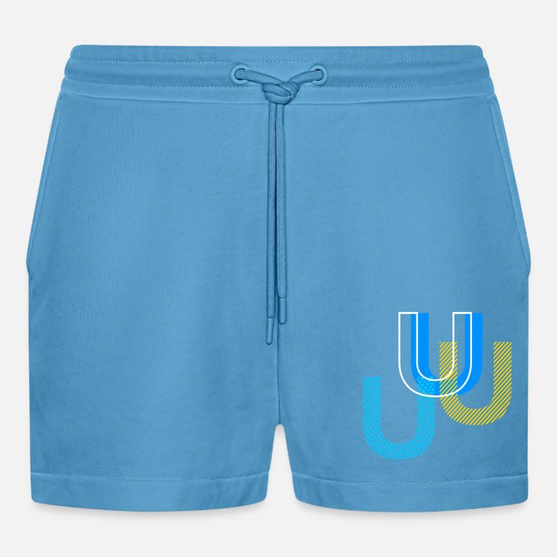 U Buchstabe - Organic Relaxed Cropped Shorts Made in EU -  Sol Blue