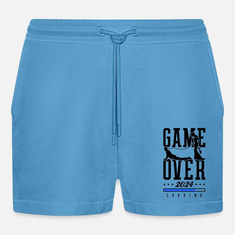 Hochzeit Loading 2024 Game Over - Organic Relaxed Cropped Shorts Made in EU -  Sol Blue
