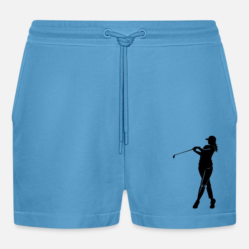 Golfspiller Kvinde Silhuet - Organic relaxed cropped shorts made in EU - Sol Blue