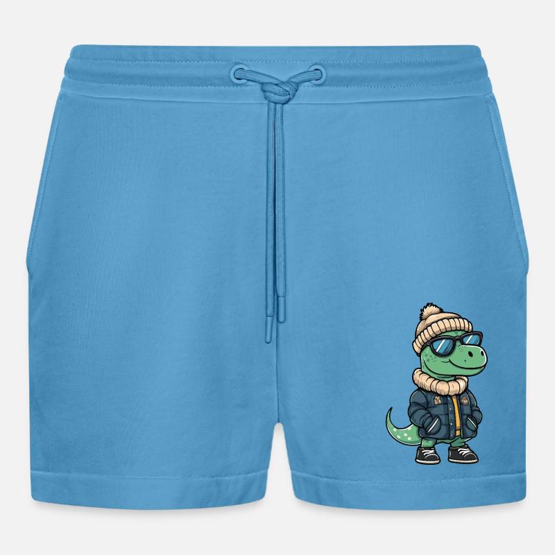 Dinosaurier brontosaurus Cool Comic - Organic Relaxed Cropped Shorts Made in EU -  Sol Blue