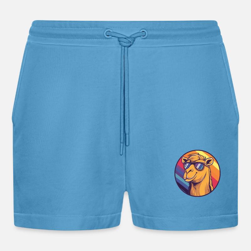 Kamel Comic Cool Sommer - Organic Relaxed Cropped Shorts Made in EU -  Sol Blue