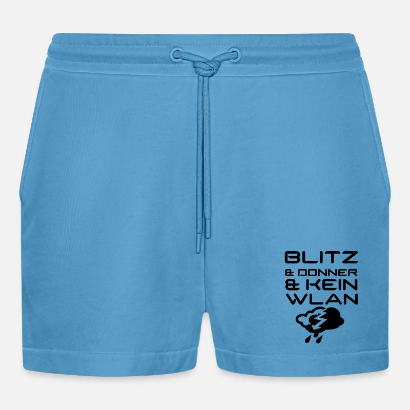 Blitz & Donner & kein WLAN Geschenk - Organic Relaxed Cropped Shorts Made in EU -  Sol Blue