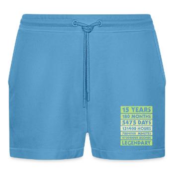 15 years legendary - anniversary - company - anniversary - Organic Relaxed Cropped Shorts Made in EU -  Sol Blue - Front