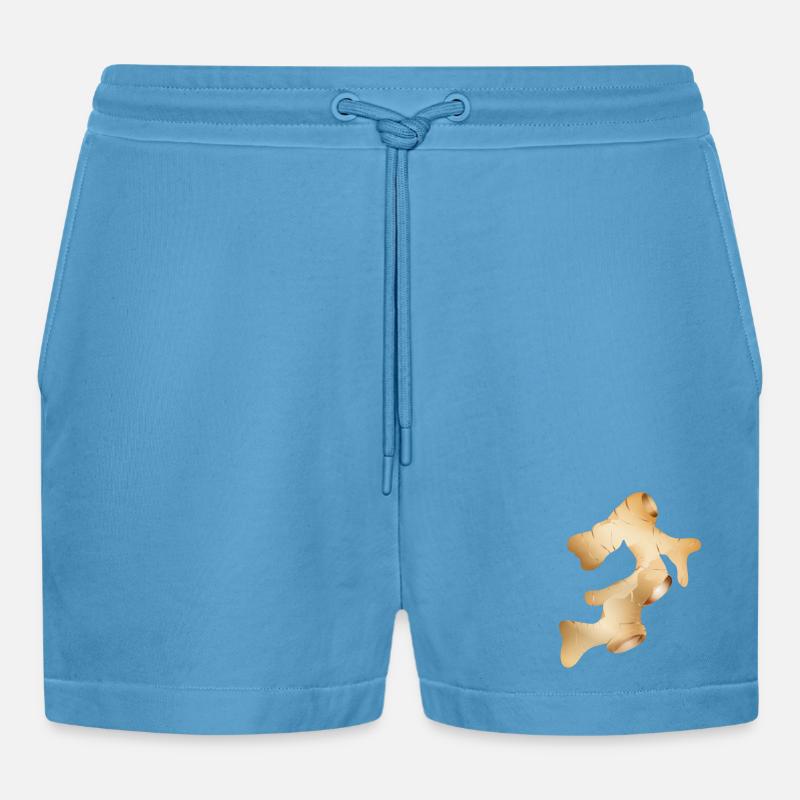 schöne glänzend frische Ingwer Knolle - Organic Relaxed Cropped Shorts Made in EU - Sol Blue