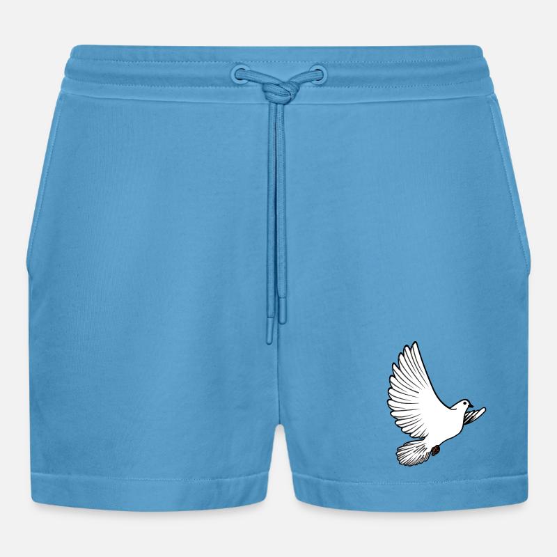 Weiße Taubenbrieftaube Ziertaube oder Friedenstaube - Organic Relaxed Cropped Shorts Made in EU -  Sol Blue