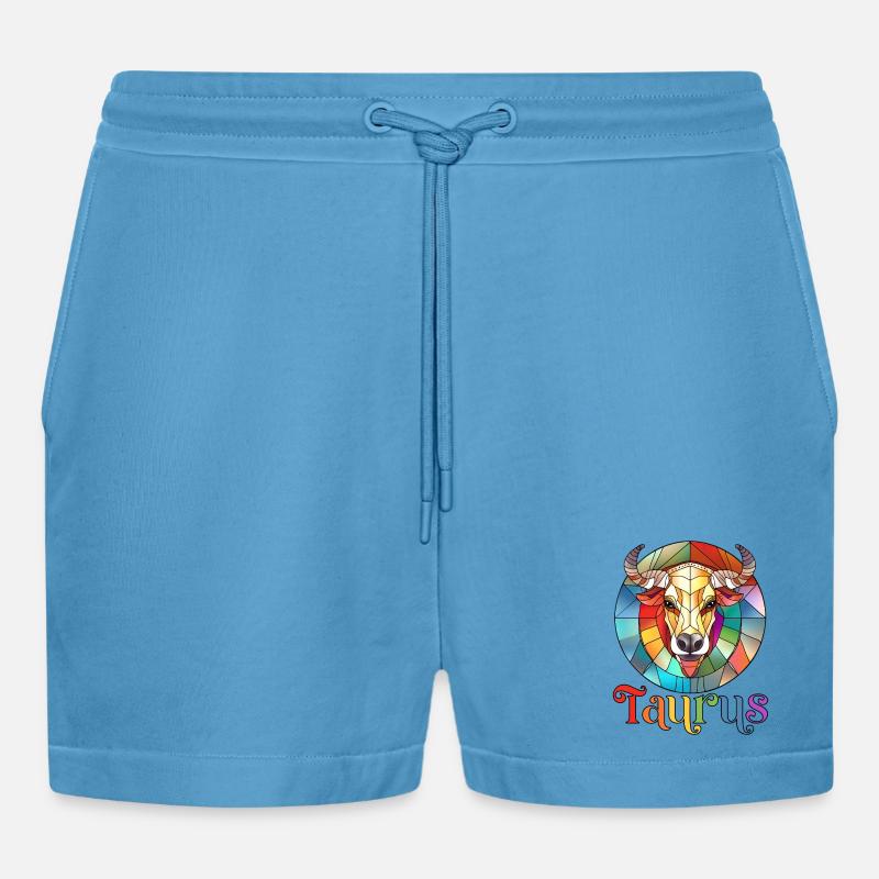 Taurus, zodiac sign, horoscope - Organic Relaxed Cropped Shorts Made in EU -  Sol Blue