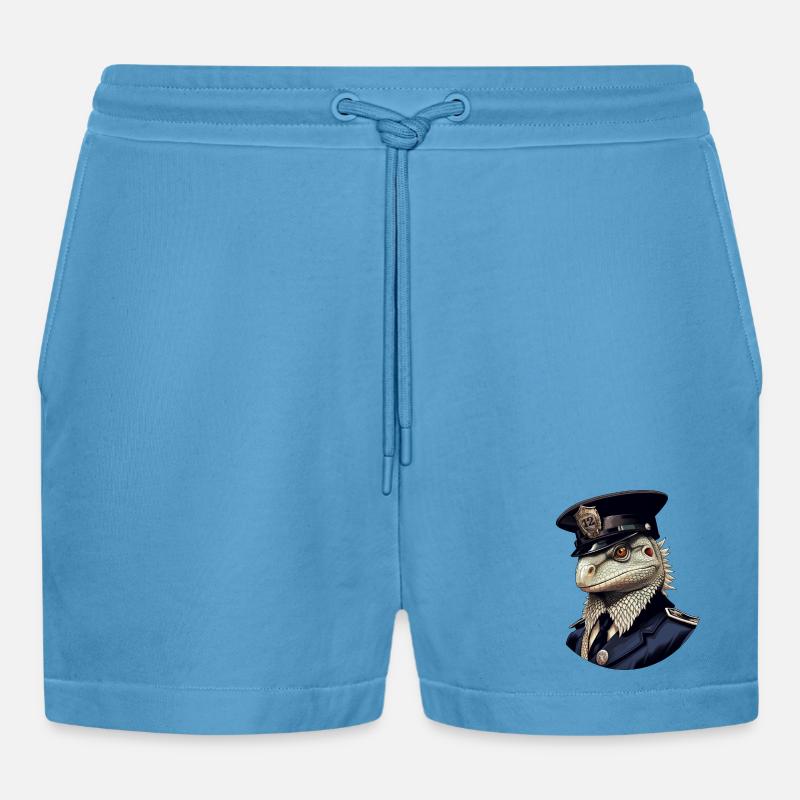 Polizei Eidechsen - Organic Relaxed Cropped Shorts Made in EU - Sol Blue