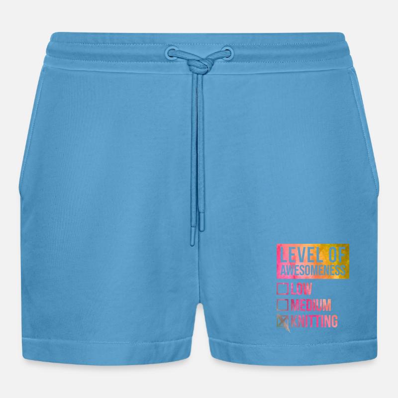 Knitting - Organic Relaxed Cropped Shorts Made in EU -  Sol Blue