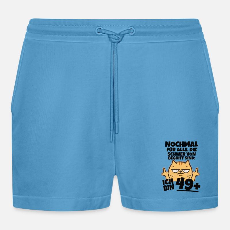 Ich bin 49 plus Mittelfinger - Organic Relaxed Cropped Shorts Made in EU -  Sol Blue