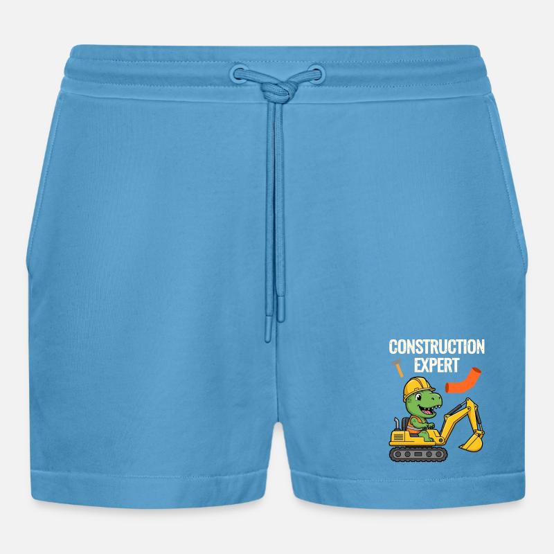 Construction worker Dino - Organic Relaxed Cropped Shorts Made in EU - Sol Blue
