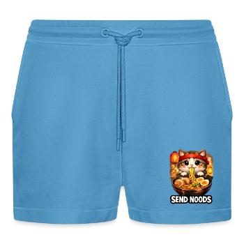 Ramen Katze Send Noods - Organic Relaxed Cropped Shorts Made in EU -  Sol Blue - Vorne