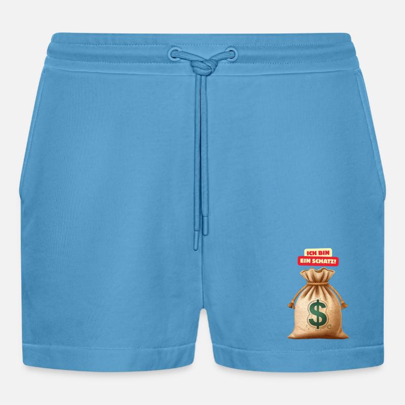 Ich bin ein Schatz Geldsack - Organic Relaxed Cropped Shorts Made in EU -  Sol Blue