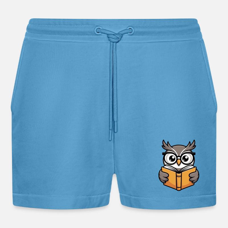 Süße Lese-Eule mit Brille - Organic Relaxed Cropped Shorts Made in EU -  Sol Blue