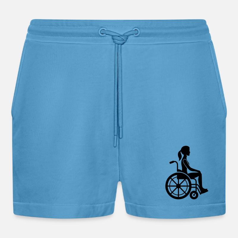 Frau im Rollstuhl - Organic Relaxed Cropped Shorts Made in EU -  Sol Blue