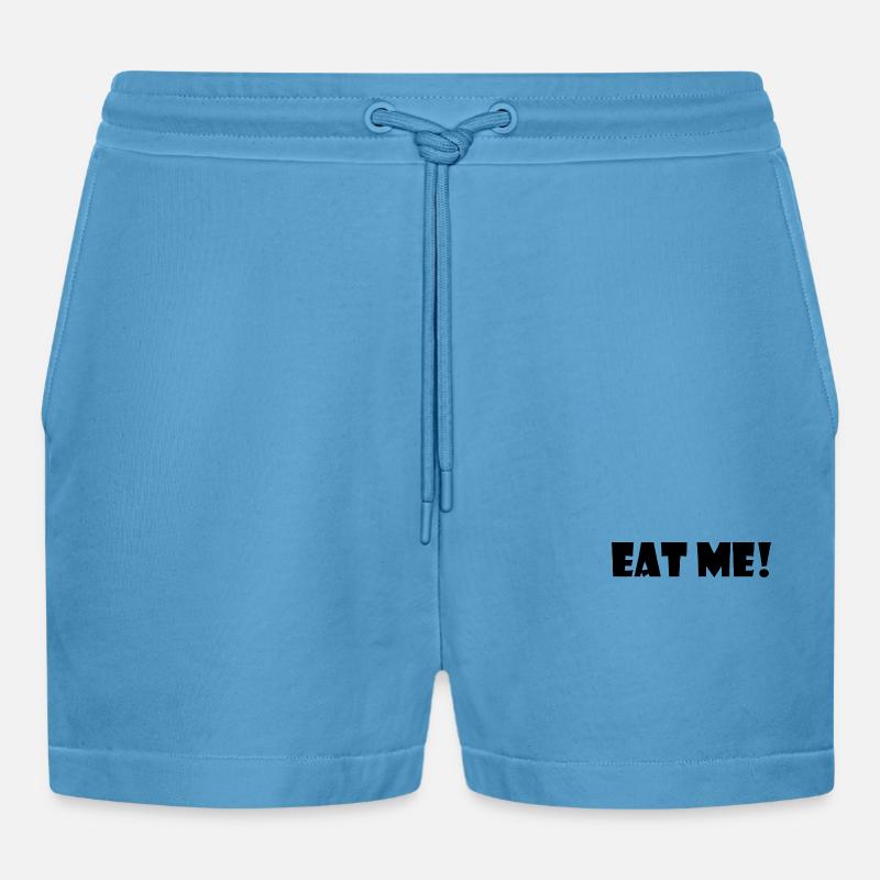 Eat me - Organic Relaxed Cropped Shorts Made in EU -  Sol Blue