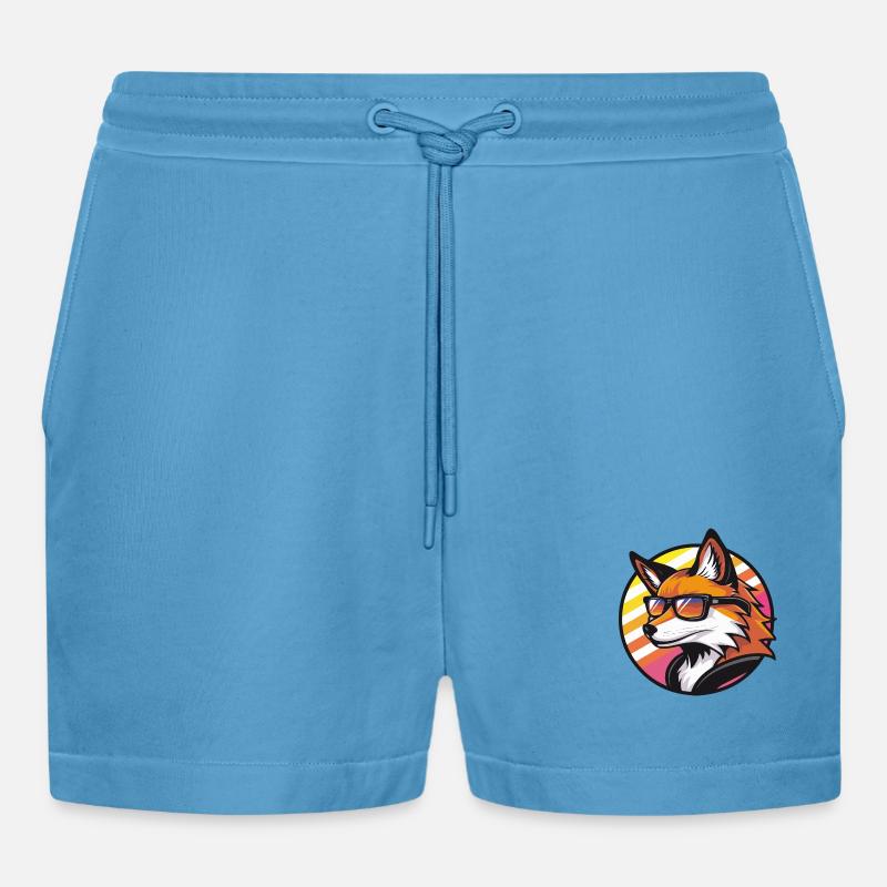 Fuchs Comic Cool Sommer - Organic Relaxed Cropped Shorts Made in EU -  Sol Blue