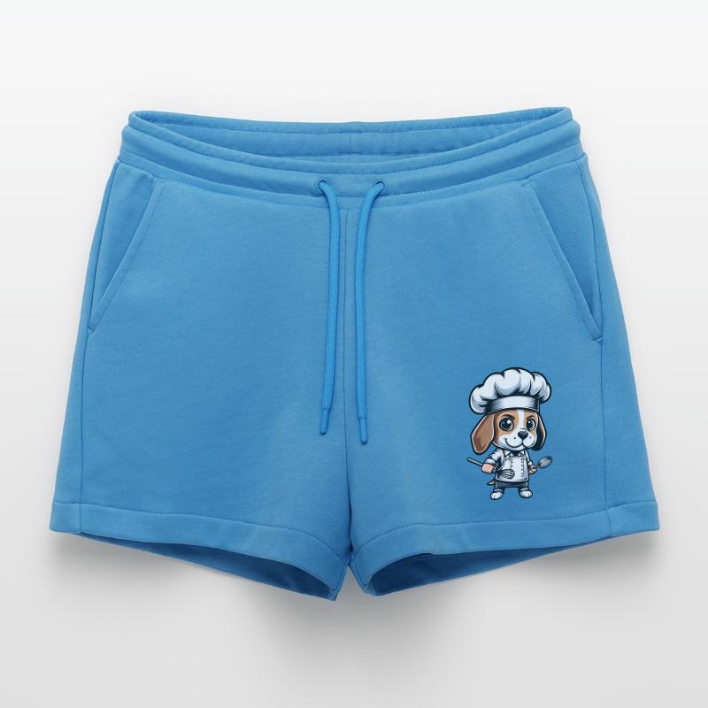 Cute Beagle Chef Comic Design Organic Relaxed Cropped Shorts Made in EU