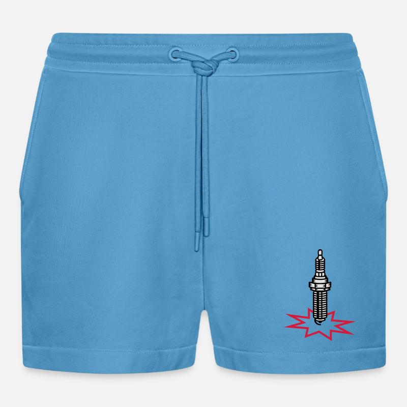Zündkerze mit Zündfunken - Organic Relaxed Cropped Shorts Made in EU - Sol Blue