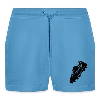 Fußballschuh transparente Schattenfigur - Organic Relaxed Cropped Shorts Made in EU -  Sol Blue - Vorne