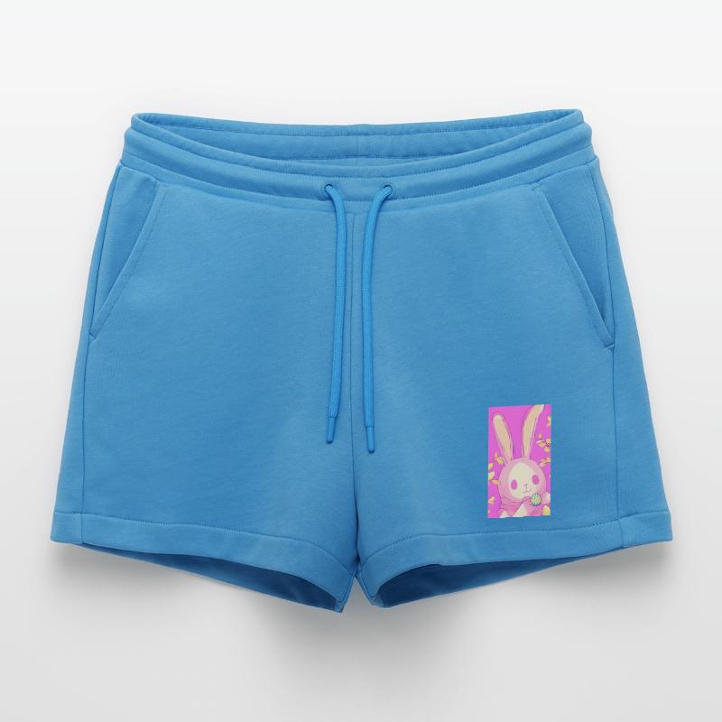 Pastel Easter Bunny Pink Easter Egg Organic Relaxed Cropped Shorts Made in EU