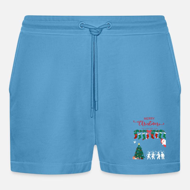 Glædelig jul - Organic relaxed cropped shorts made in EU - Sol Blue