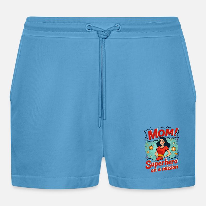 Mutter, Superheldin auf einer Mission ! - Organic Relaxed Cropped Shorts Made in EU -  Sol Blue