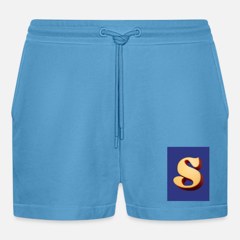 3D Hellbrauner Buchstabe S Look - Organic Relaxed Cropped Shorts Made in EU -  Sol Blue